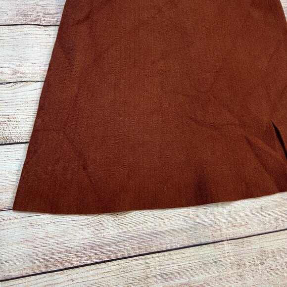 NWT Mable Women's Medium Brown Rust Knit Mini Skirt A-Line Flowy Pleated - Picture 7 of 9